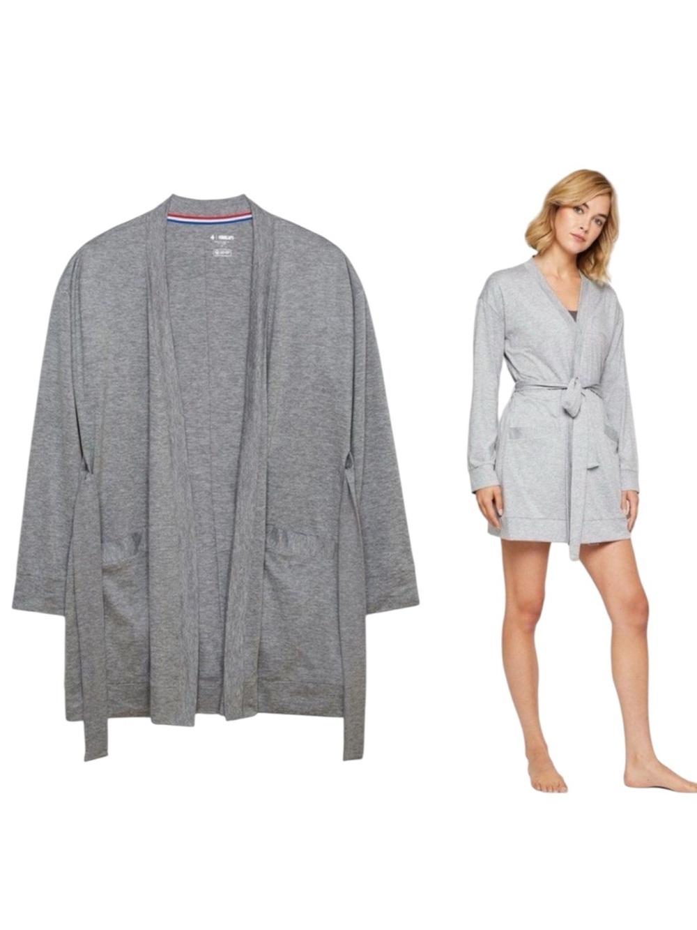 FourLaps Stratus Wrap Activewear Cardigan Sweater Pockets Heather Grey Sz Small
